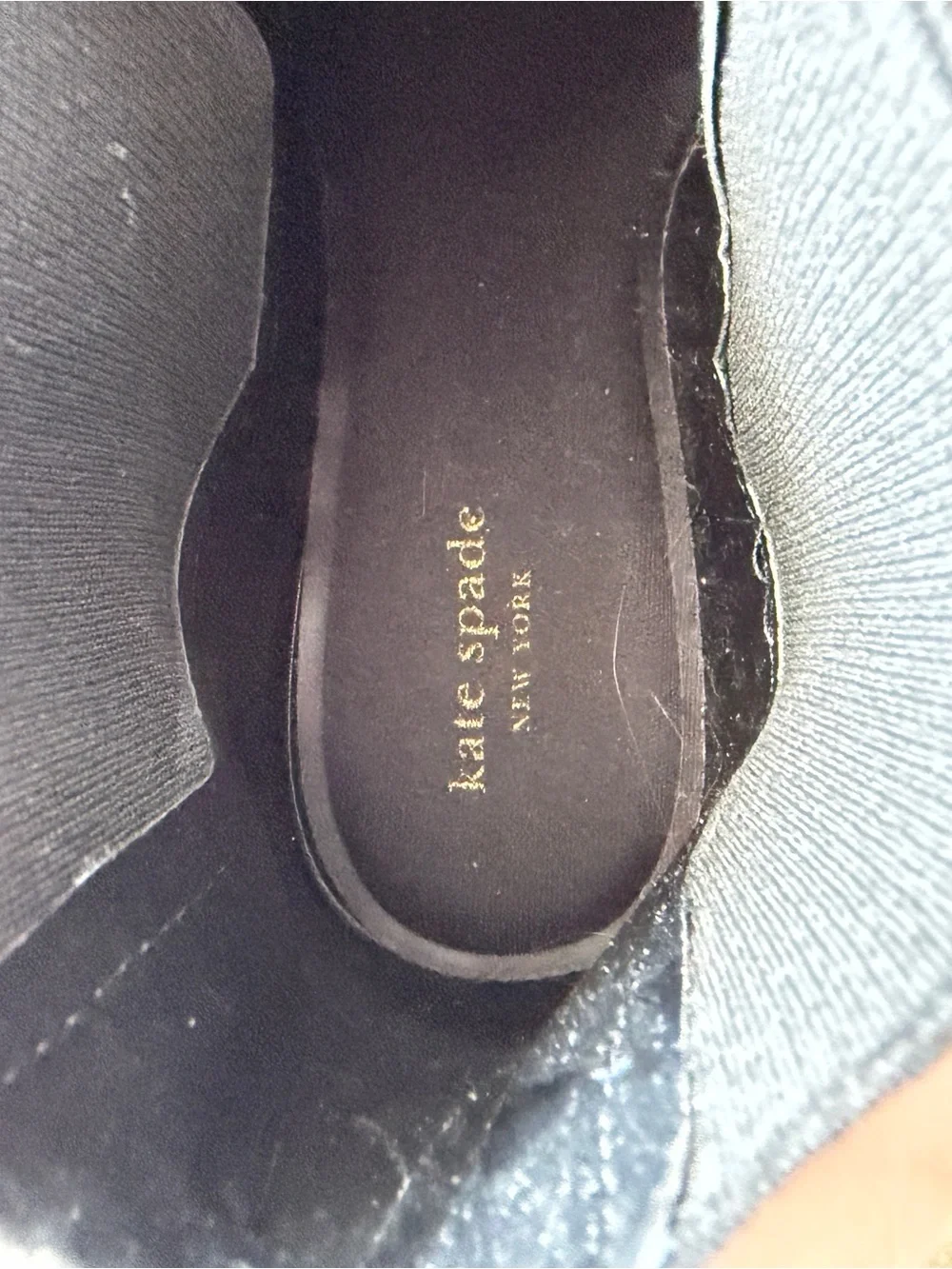 Kate Spade Black Chelsea Rain Boots with Gold Trim